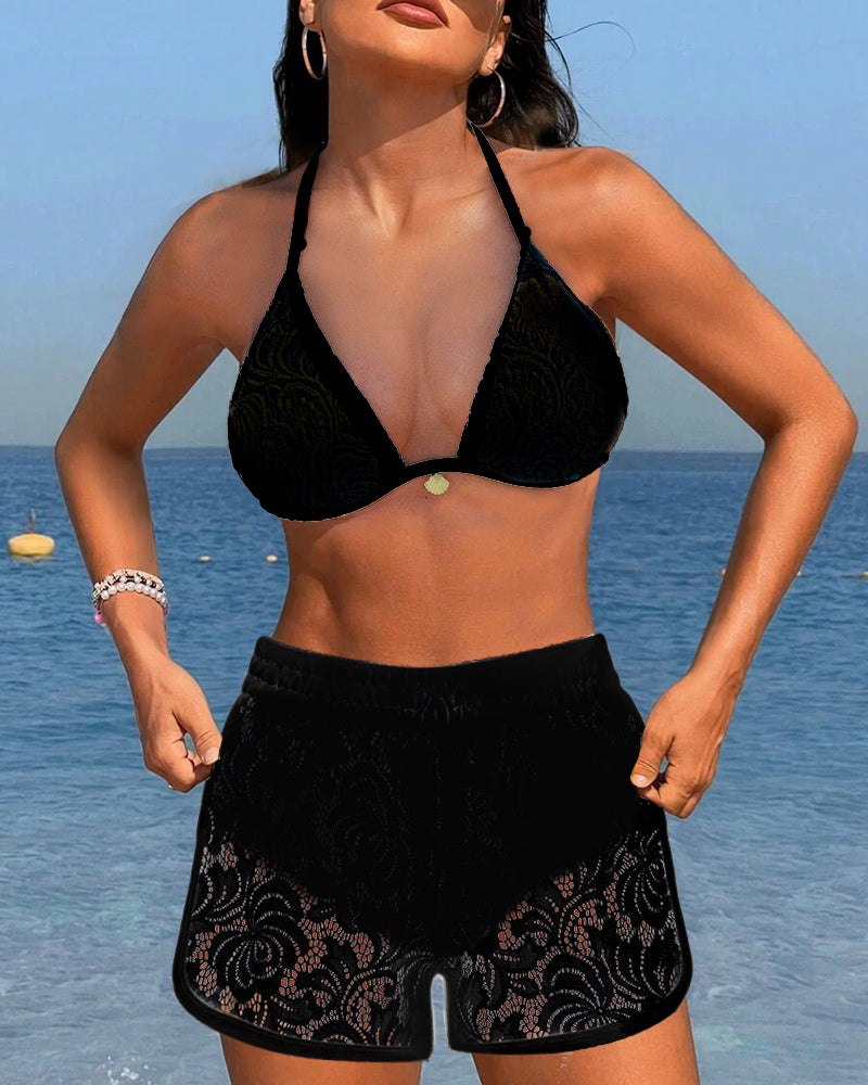 Laluna® | Elegantní set bikiny z jednobarevné krajky