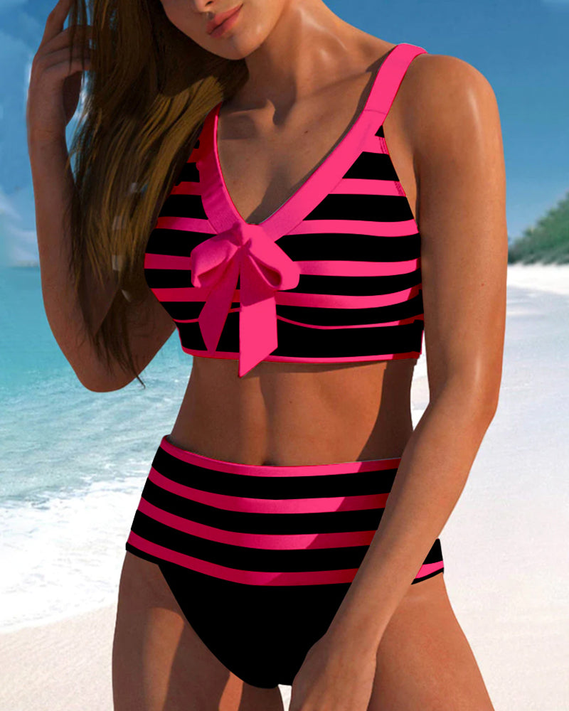 Laluna® | Bikiny s vysokým pasem pruhované
