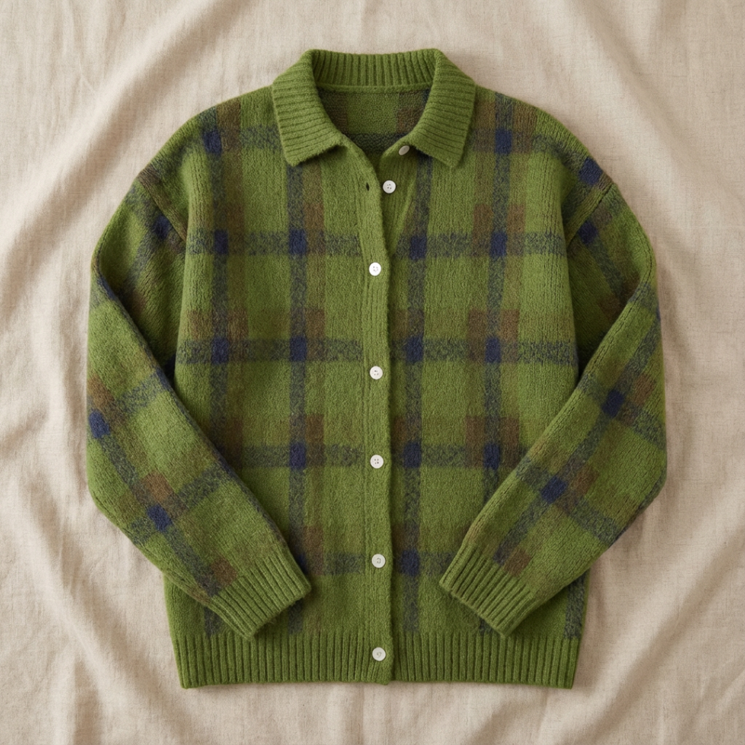 Monika™ – Měkký cardigan s výrazným kostkovaným vzorem