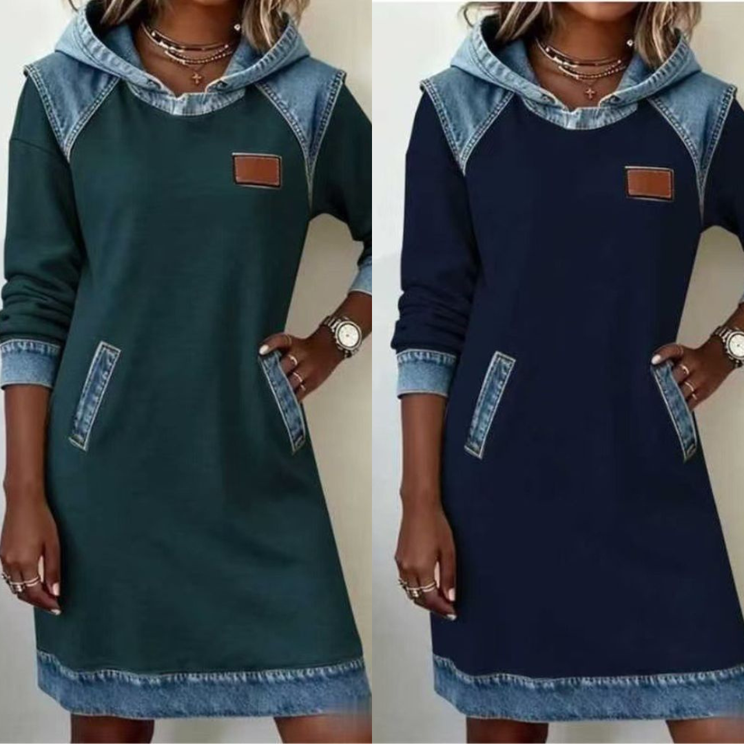 Lara – Džínové šaty s kapucí