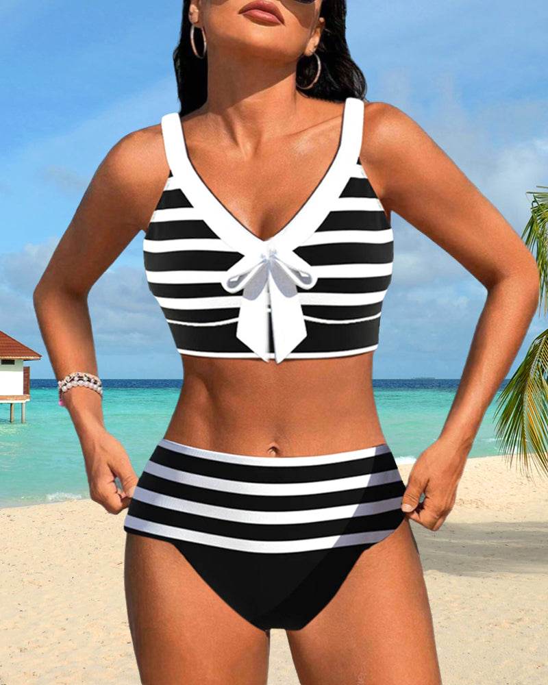 Laluna® | Bikiny s vysokým pasem pruhované