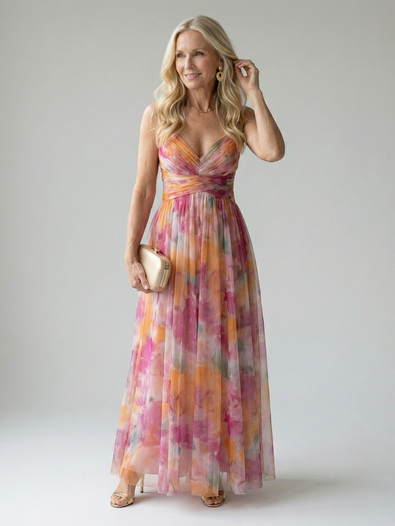 Isel | Měkké maxi šaty s překládaným dekoltem