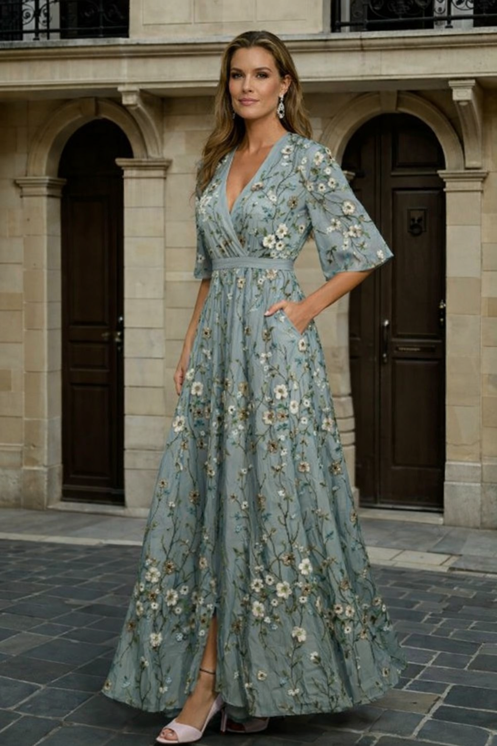 Hazel - Elegantní V-krční Boho Šaty