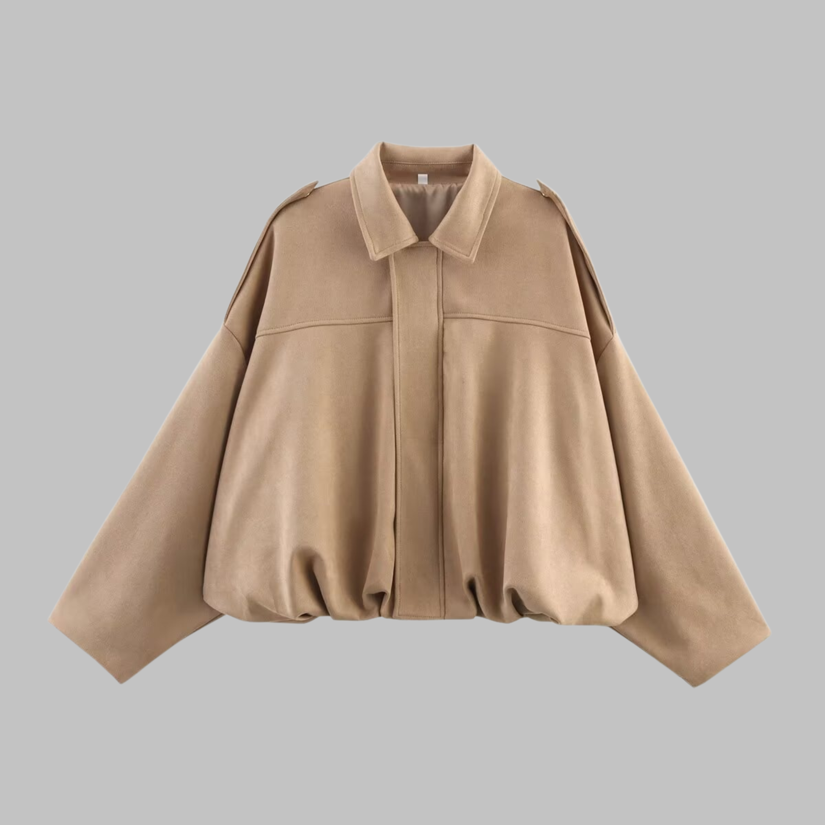 GIGI™ – Volná retro bunda | semišový vzhled s balonovým lemem