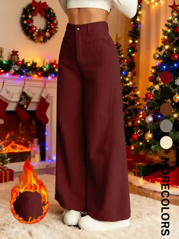 Dámské manšestrové kalhoty s vysokým pasem