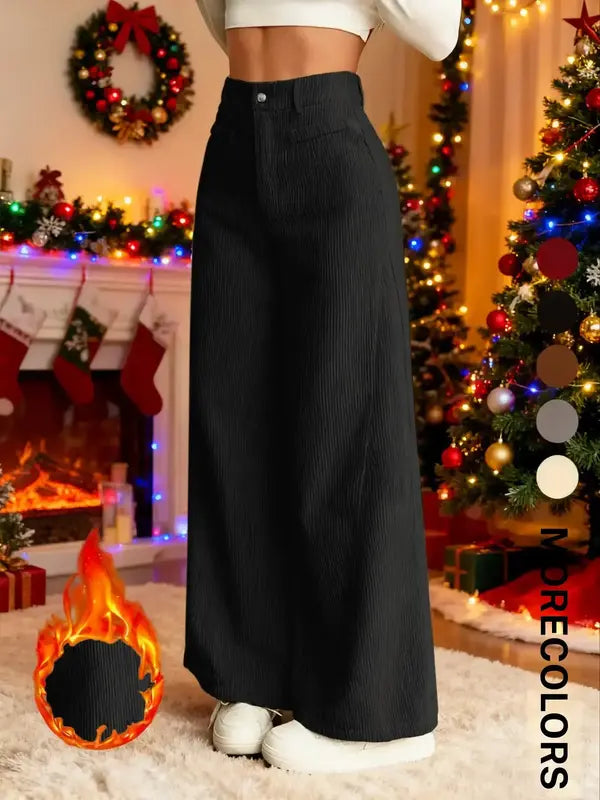 Dámské manšestrové kalhoty s vysokým pasem