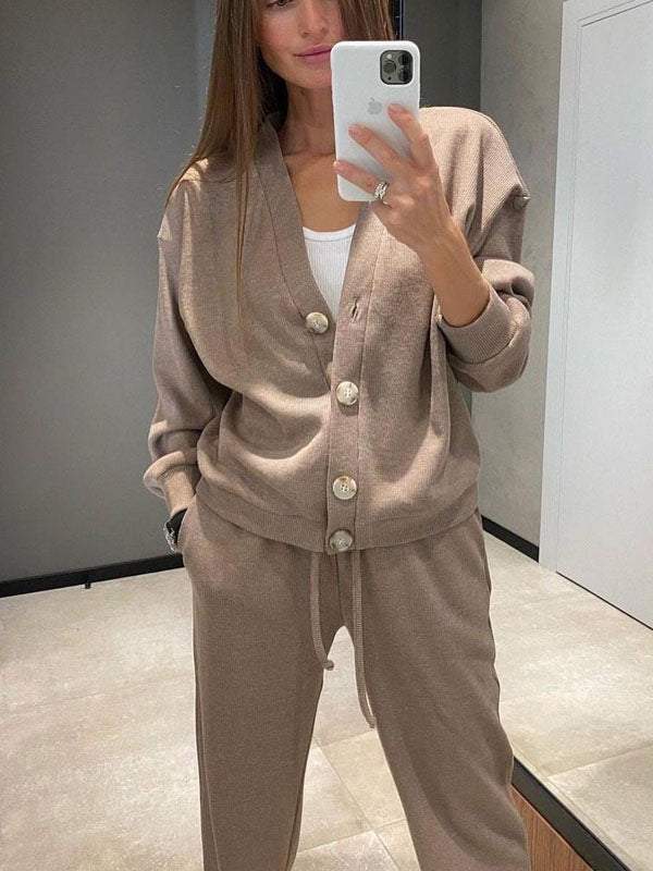 Giulia – Dámský pletený komplet s kardiganem a kalhotami