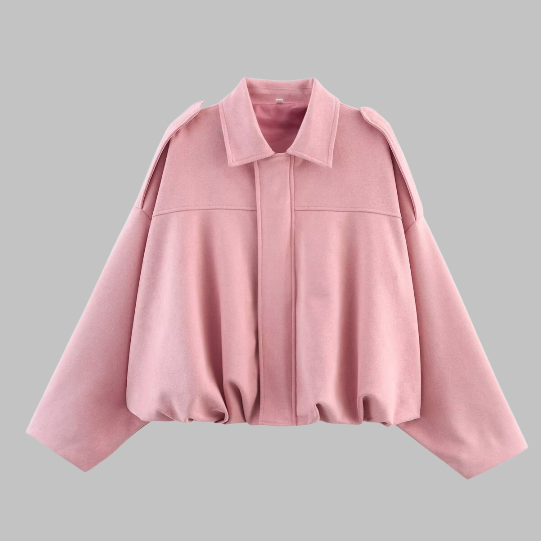 GIGI™ – Volná retro bunda | semišový vzhled s balonovým lemem