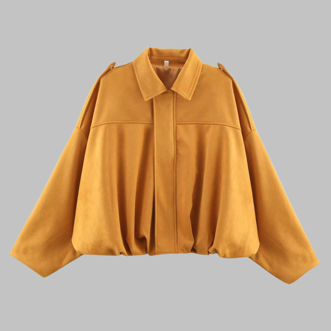 GIGI™ – Volná retro bunda | semišový vzhled s balonovým lemem