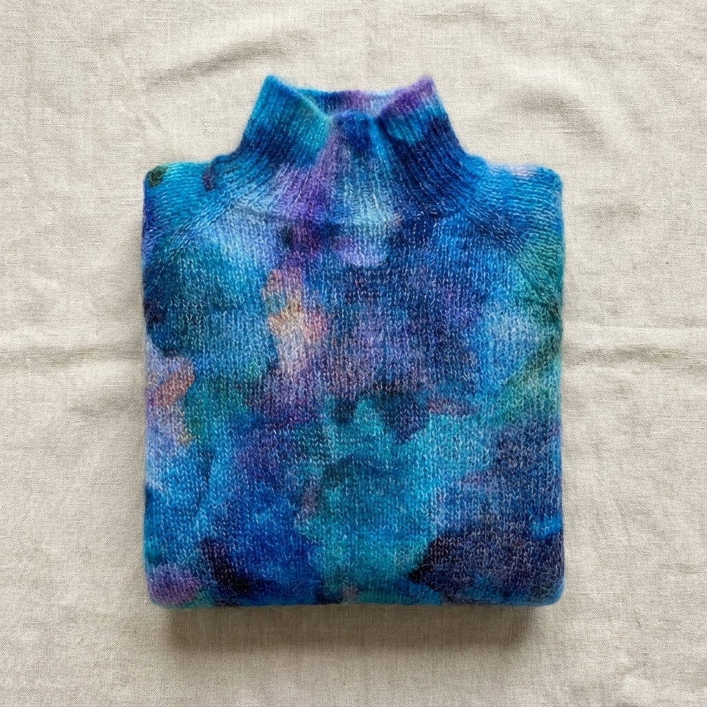 Olinka | Abstraktní Květinový Vzor na Vodě, Tisknutý Svetr s Rolákem