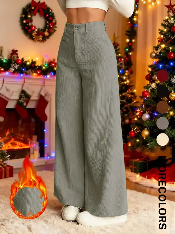 Dámské manšestrové kalhoty s vysokým pasem