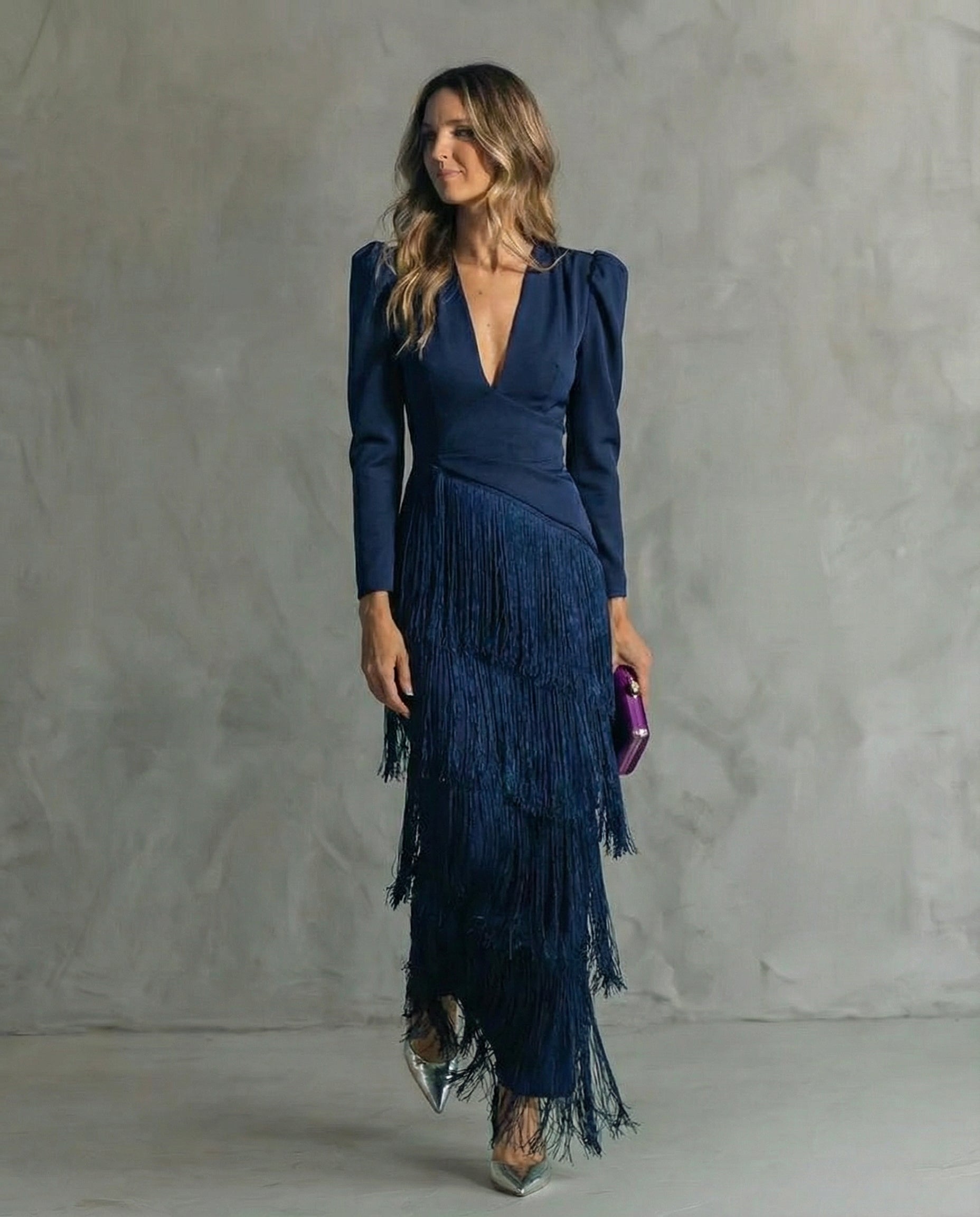 Clara™ | Elegantní midi šaty s třásněmi