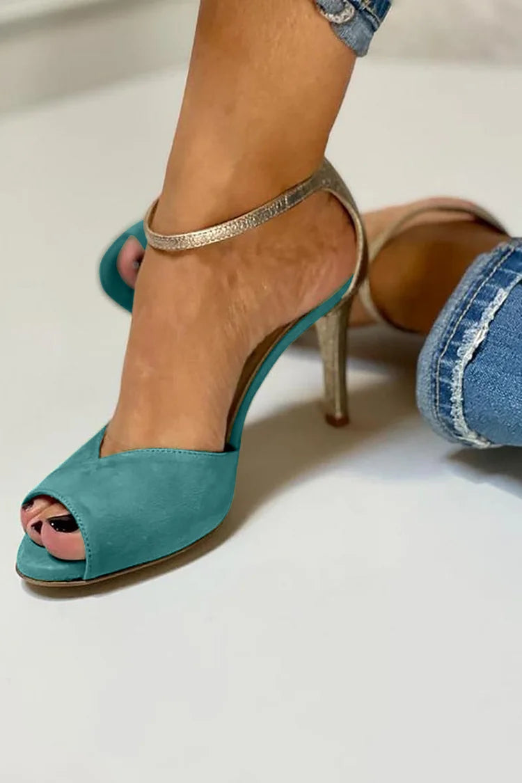 Liv | Blizgantys peep-toe s vysokým obcasem, pásek a zapínání