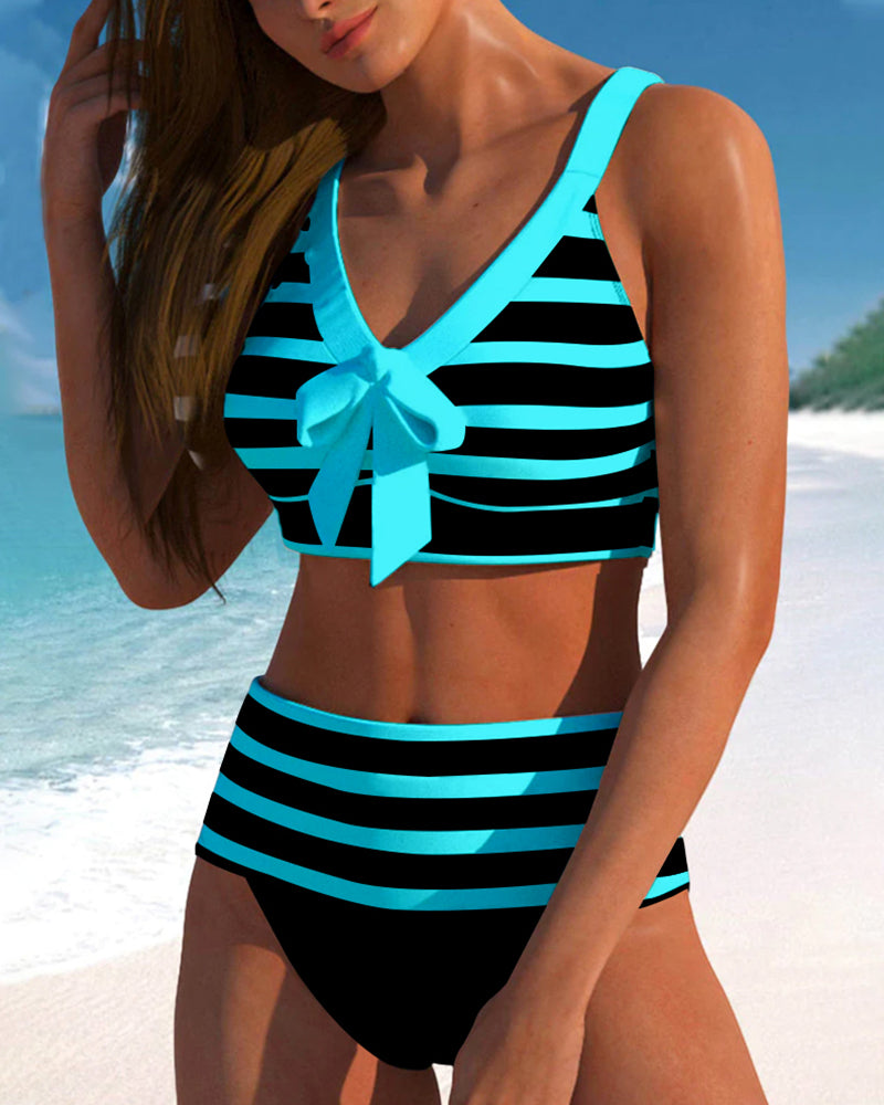 Laluna® | Bikiny s vysokým pasem pruhované
