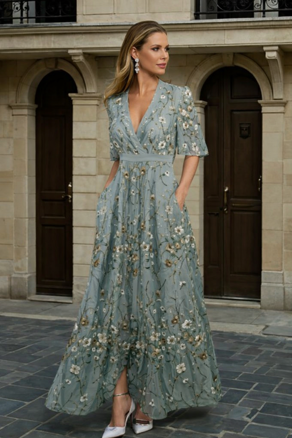 Hazel - Elegantní V-krční Boho Šaty