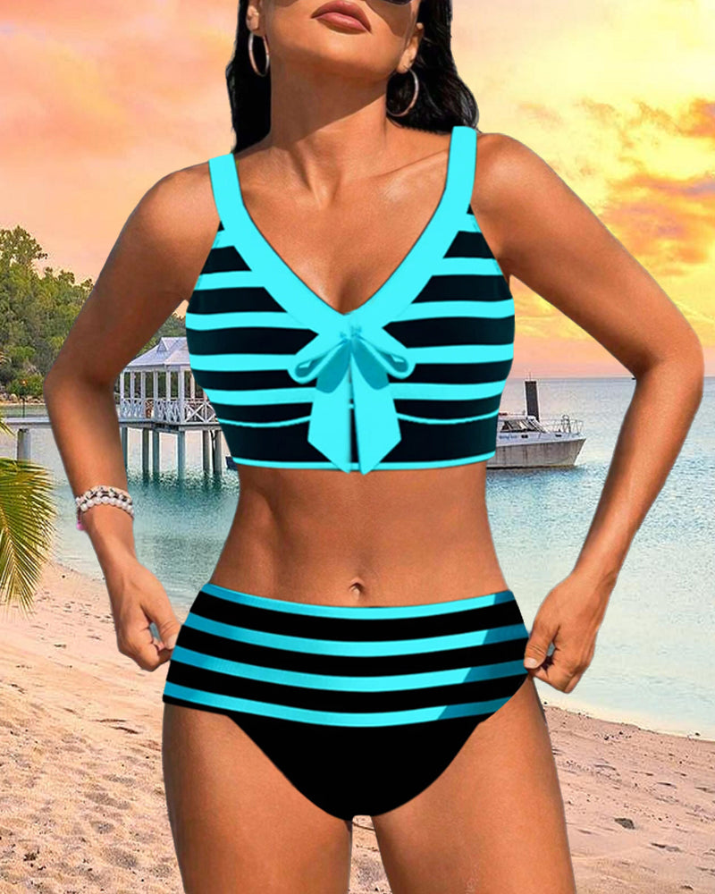 Laluna® | Bikiny s vysokým pasem pruhované