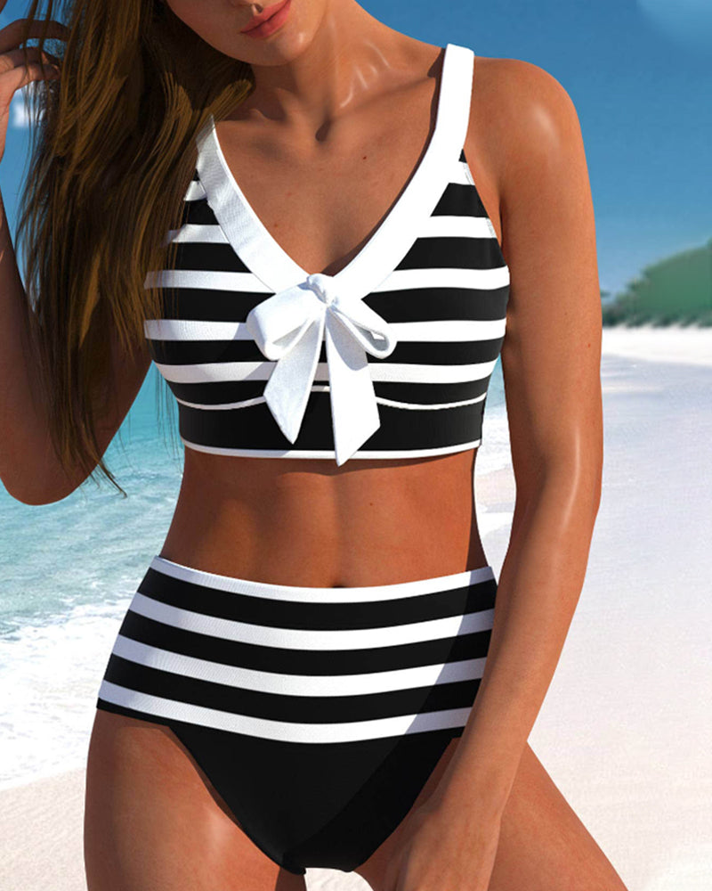 Laluna® | Bikiny s vysokým pasem pruhované