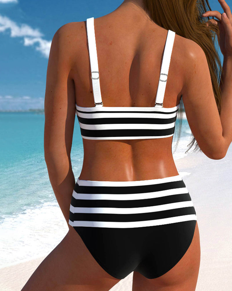 Laluna® | Bikiny s vysokým pasem pruhované