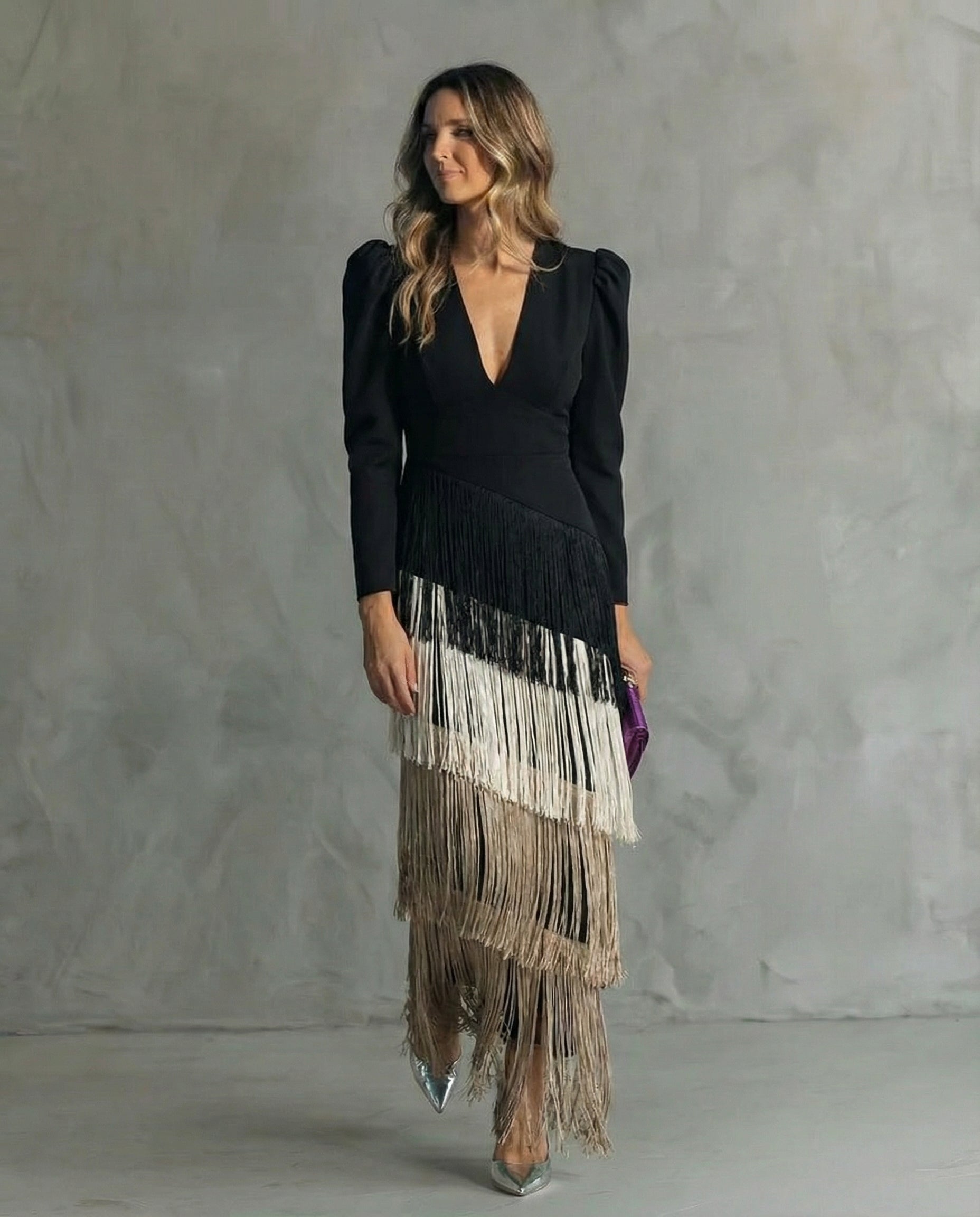 Clara™ | Elegantní midi šaty s třásněmi