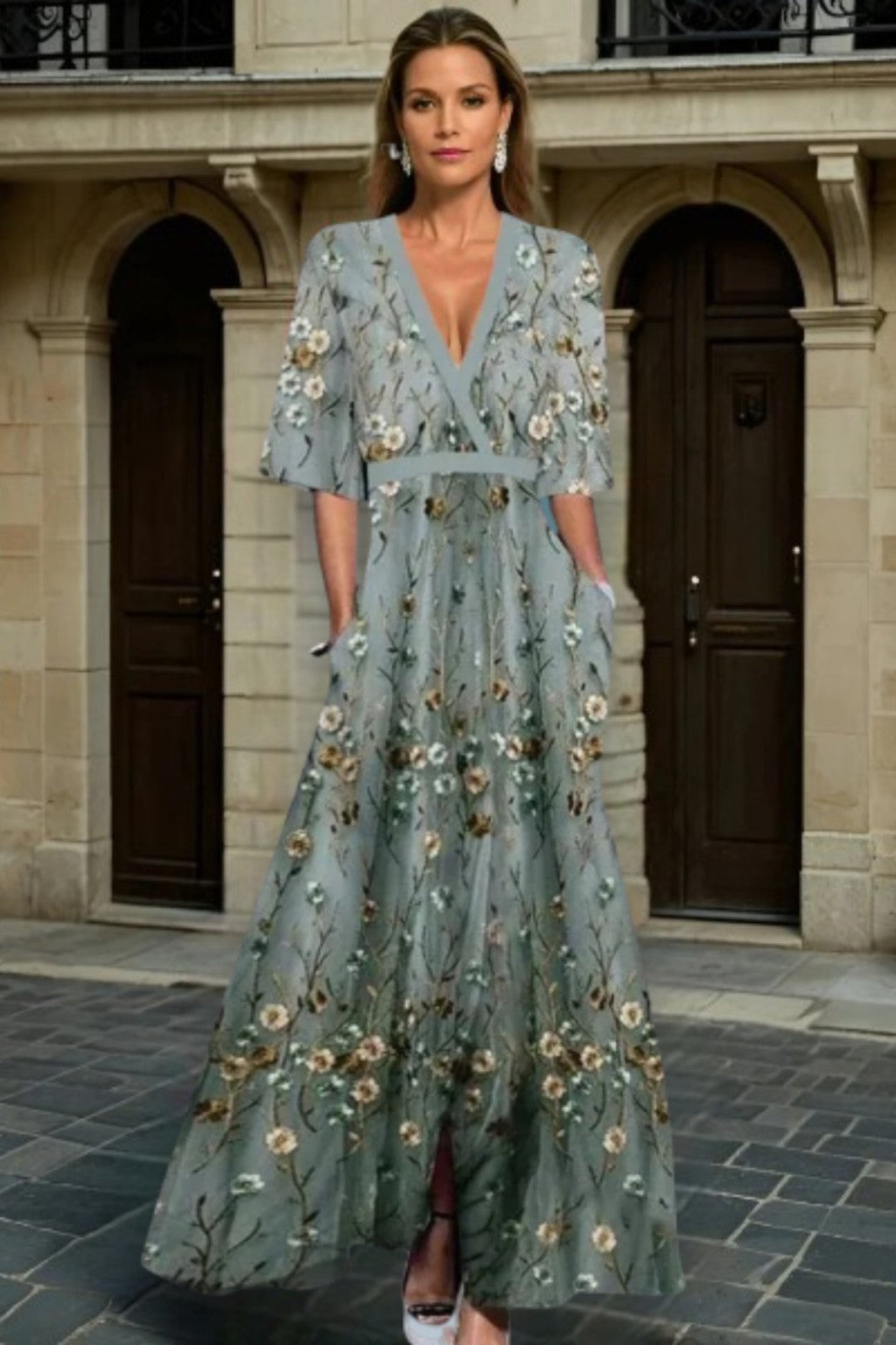 Hazel - Elegantní V-krční Boho Šaty